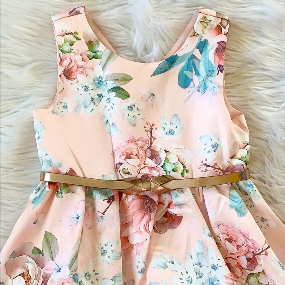 Girls Blush Pink Floral Formal Dress size 10
